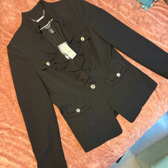 White House Black Market ruffle collar black blazer NWT - Picture 9 of 13